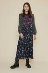 Oasis Floral Patched Chiffon Midi Dress thumbnail 1