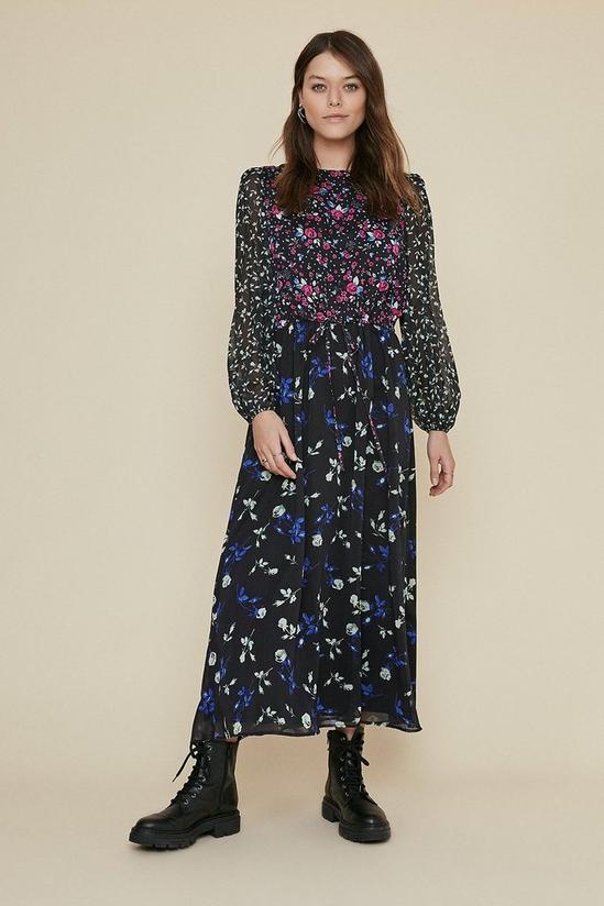 Oasis Floral Patched Chiffon Midi Dress 1
