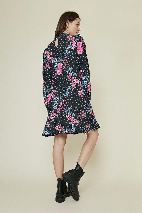 Oasis Floral Printed Ruffle Bib Skater Dress 3