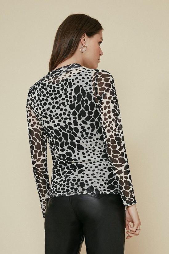 Oasis Mesh High Neck Printed Ruched Top 3