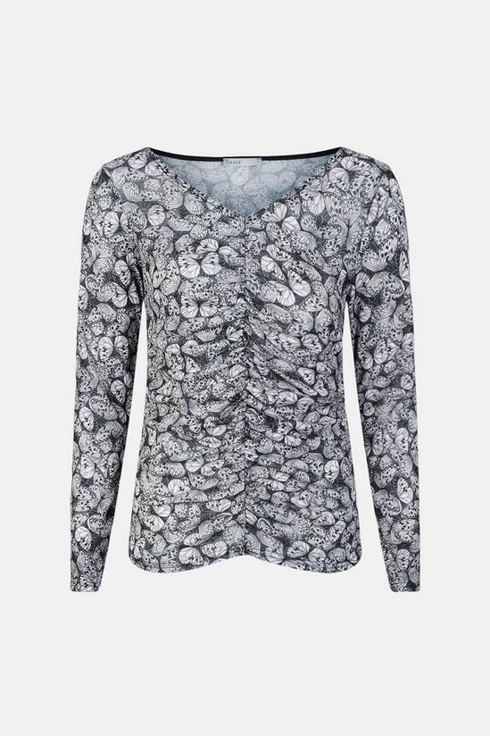 Oasis Mesh High Neck Printed Ruched Top 4