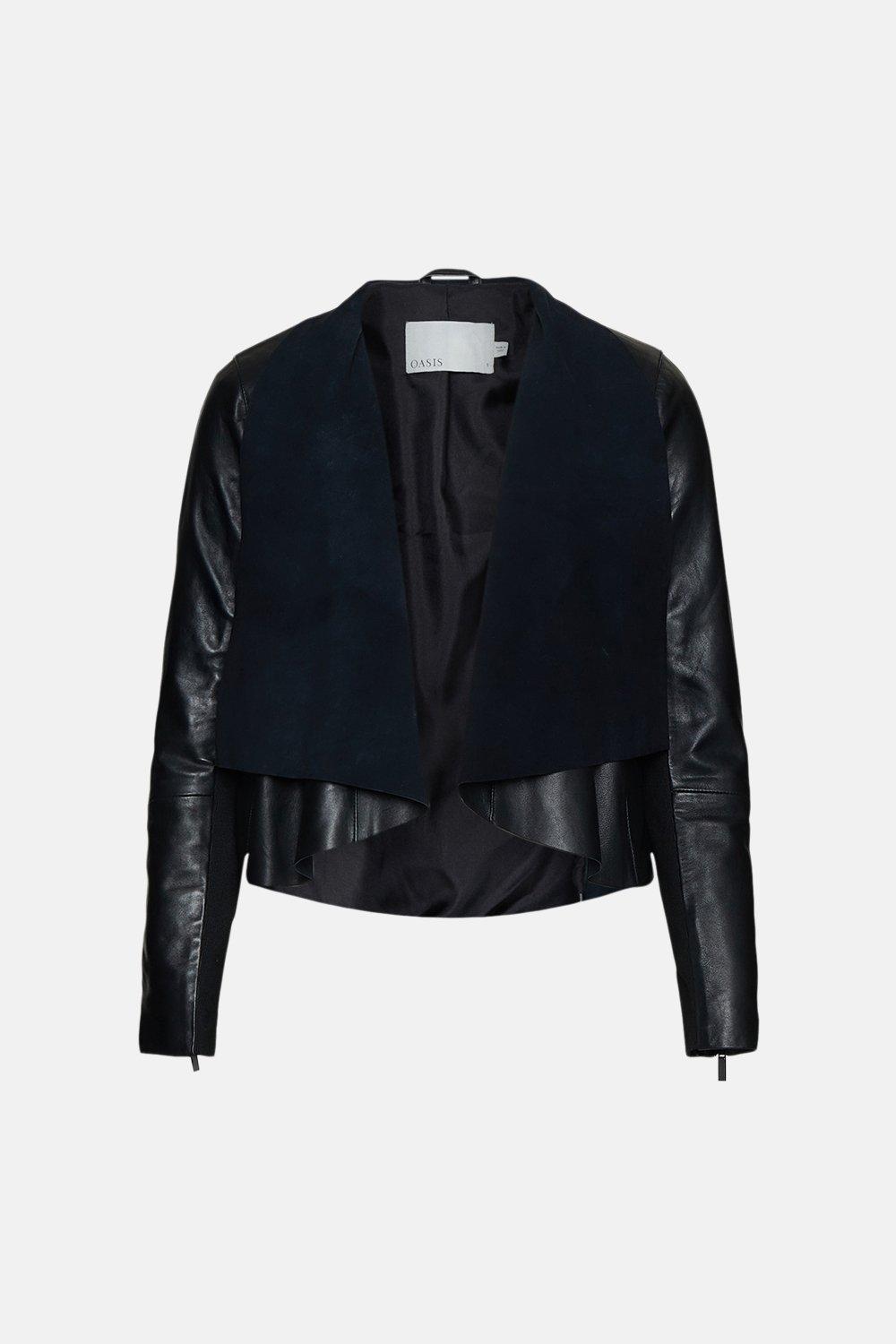 Oasis faux leather waterfall on sale jacket