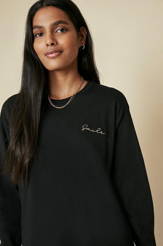 Oasis Smile Embroidered Long Sleeve Top 1