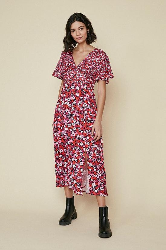 Oasis Patched Floral Midi Dress 1
