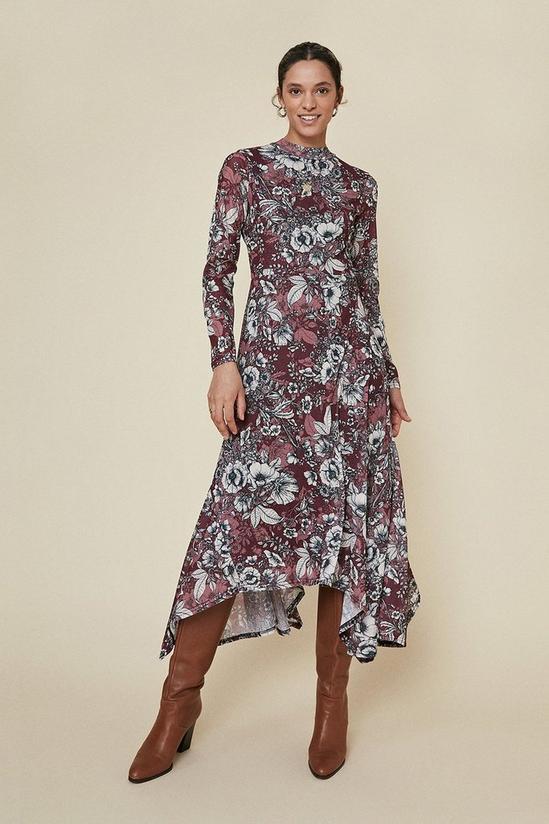 Oasis Hanky Hem Floral Printed Midi Dress 1