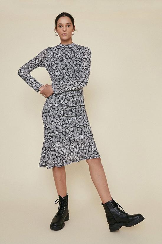 Oasis Ruched Skirt Printed Dress 1