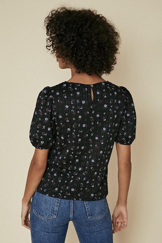 Oasis Textured Floral Printed Puff Sleeve Top 3