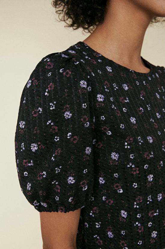 Oasis Textured Floral Printed Puff Sleeve Top 4