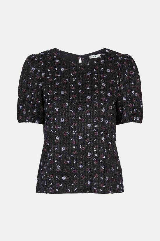 Oasis Textured Floral Printed Puff Sleeve Top 5