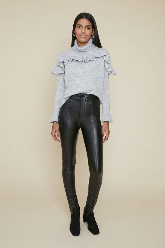 Trousers, Seam Front Faux Leather Trousers