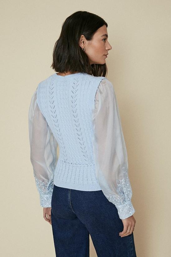 Oasis Woven lace sleeve cable jumper 3