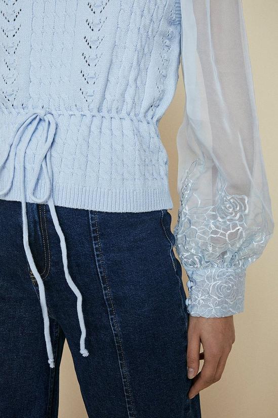 Oasis Woven lace sleeve cable jumper 4