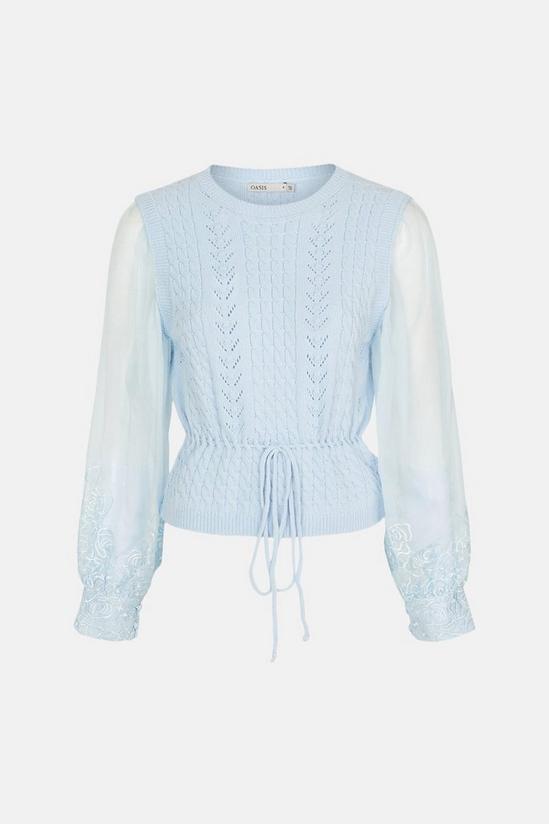 Oasis Woven lace sleeve cable jumper 5