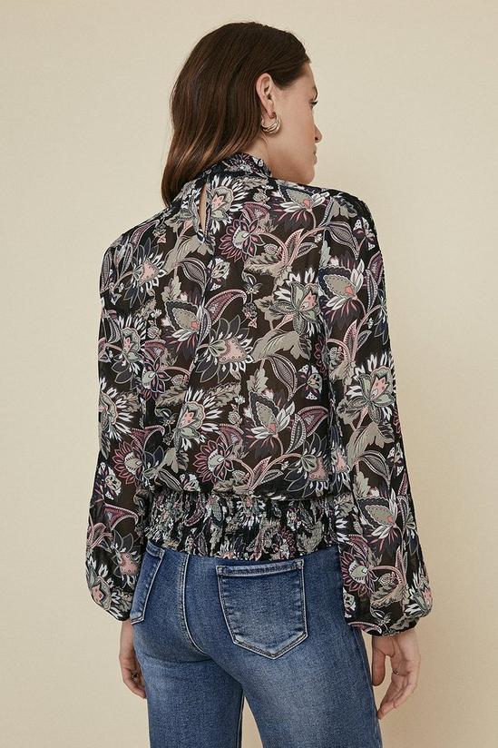 Oasis Trimmed Pintucked Floral Blouse 3