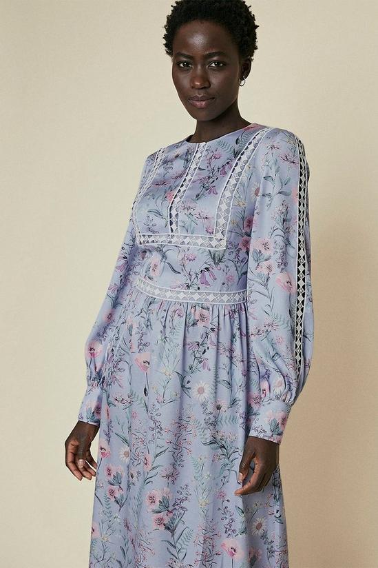 Oasis Floral Printed Trimmed Midi Dress 2