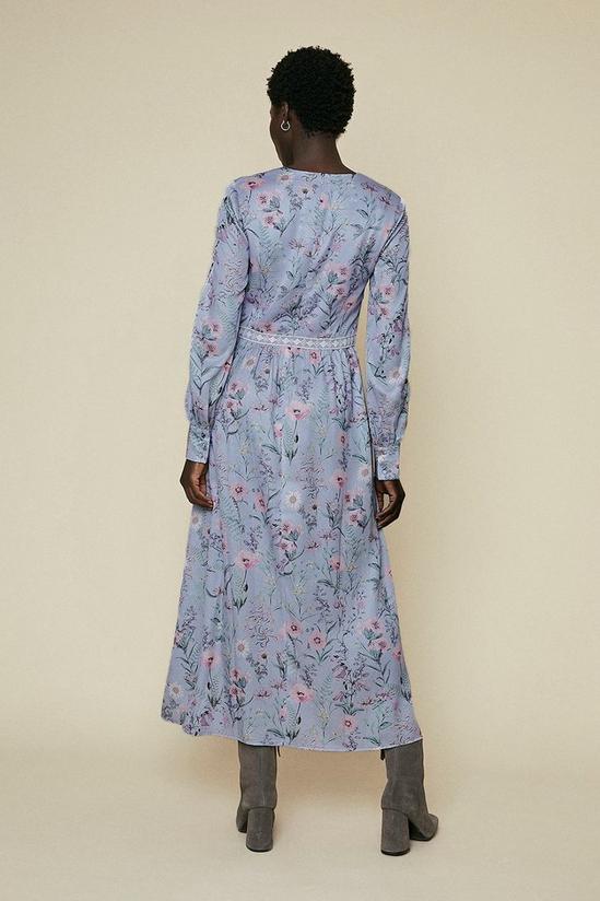 Oasis Floral Printed Trimmed Midi Dress 3