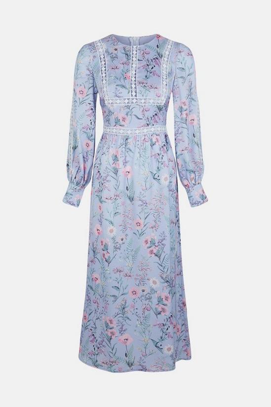 Oasis Floral Printed Trimmed Midi Dress 5
