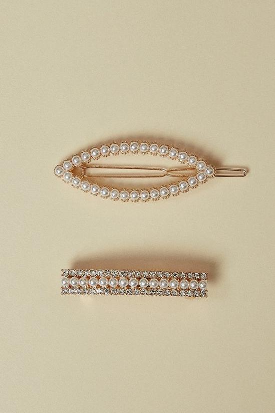 Oasis 2 Pack Pearly Hair Clips 1