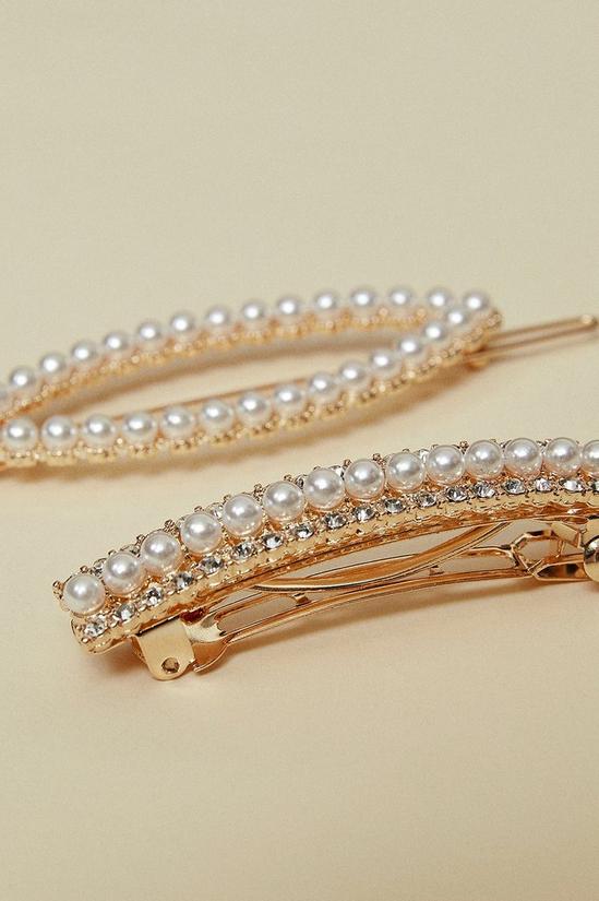 Oasis 2 Pack Pearly Hair Clips 2