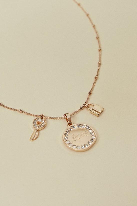 Oasis "Wellness" Love And Lock Charm Necklace 2