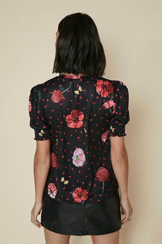 Oasis Printed Shirred Cuff Short Sleeve Top 3