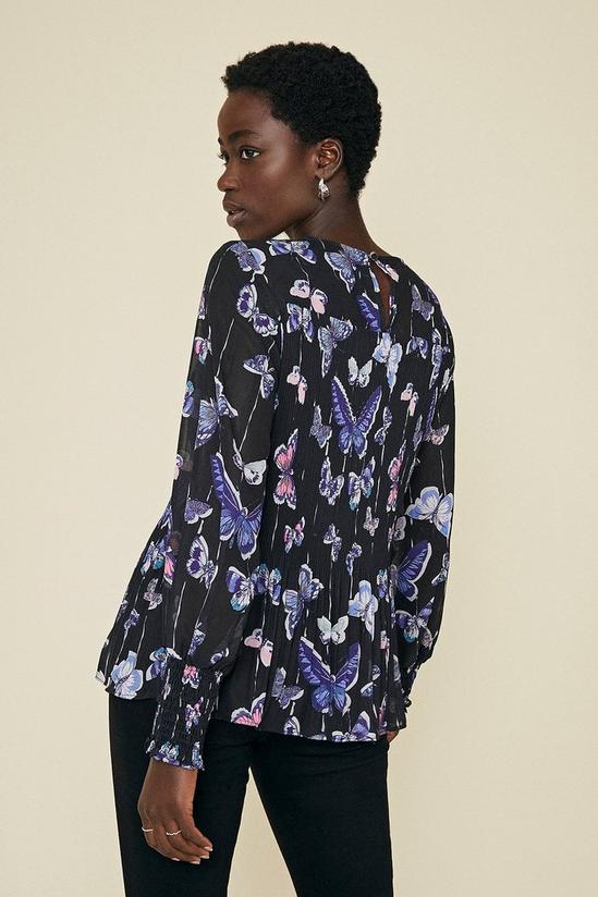 Oasis Butterfly Print Pleated Blouse 3