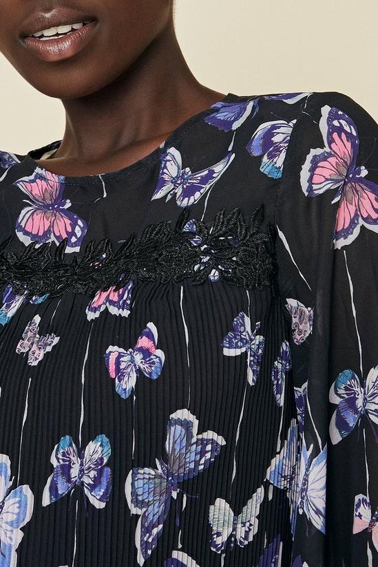 Oasis Butterfly Print Pleated Blouse 4