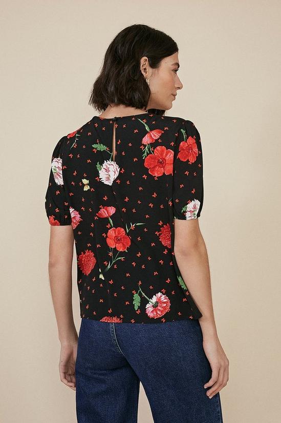 Oasis Red Floral Print Pintuck Top 3