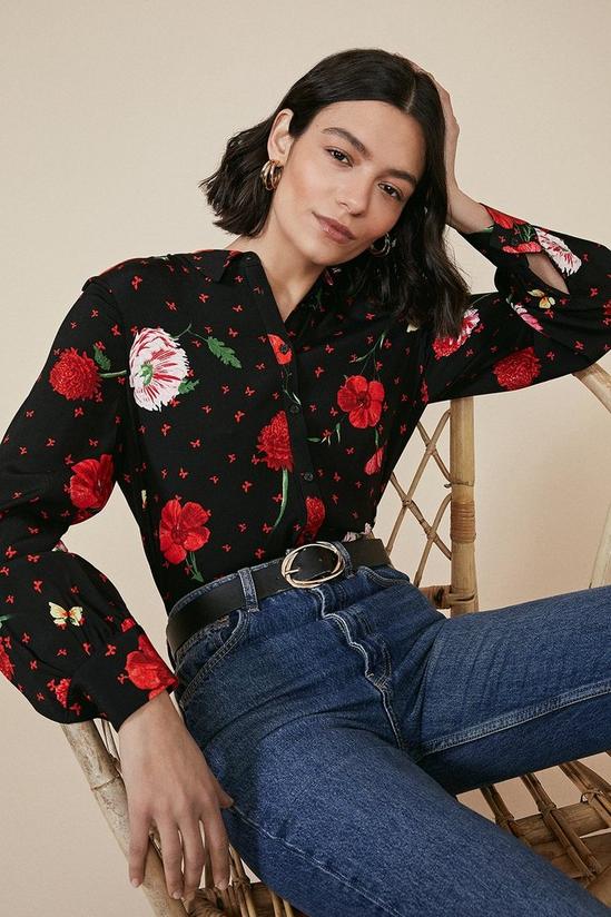 Oasis Red Floral Print Shirt 1