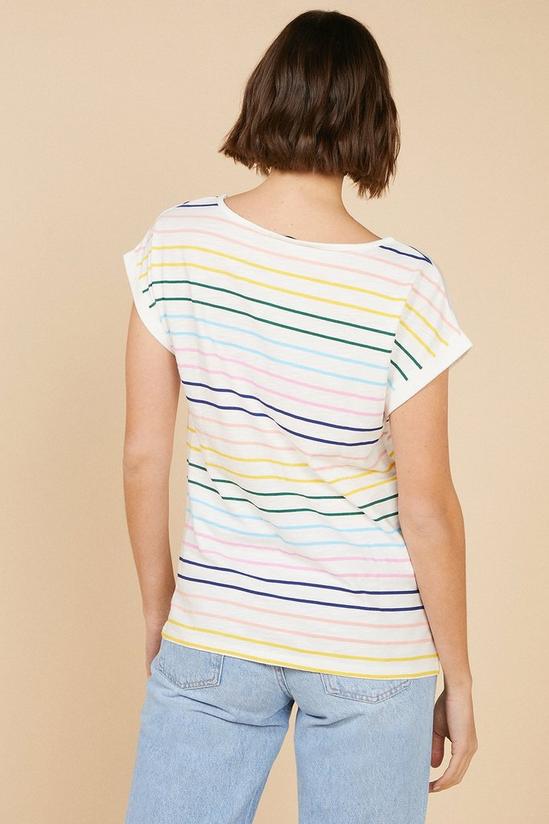 Oasis Thin Rainbow Stripe Slub T Shirt 3