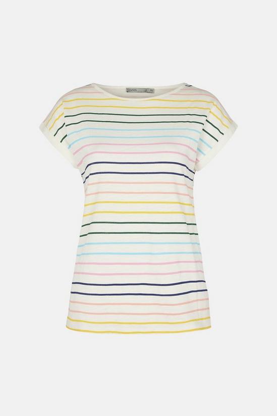 Oasis Thin Rainbow Stripe Slub T Shirt 5