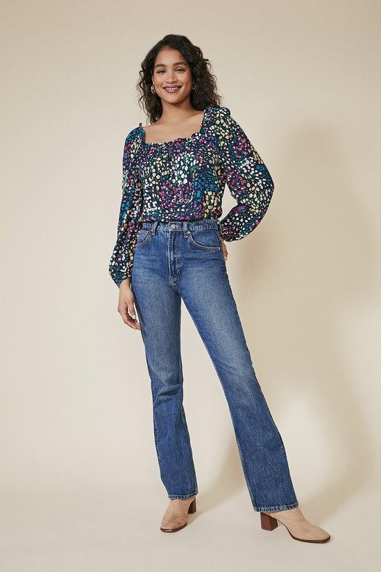 Oasis Ditsy Print Square Neck Top 2