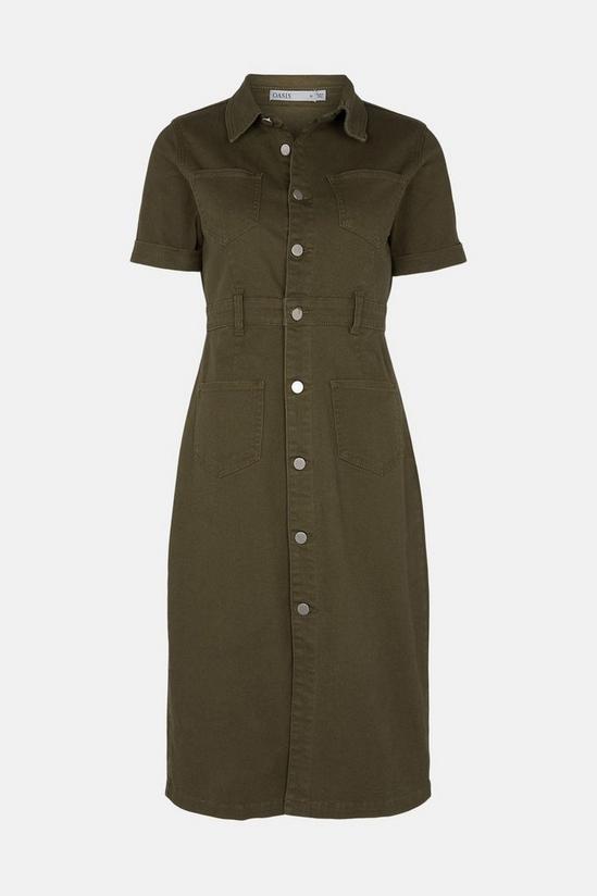Oasis Short Sleeved 4 Pocket Twill Midi Dress 5