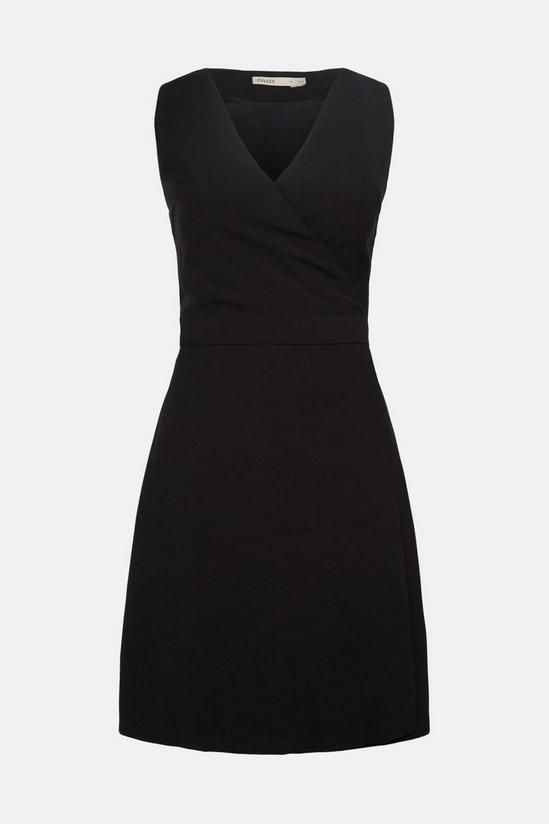 Oasis Linen Look Sleeveless Wrap Tailored Dress 5