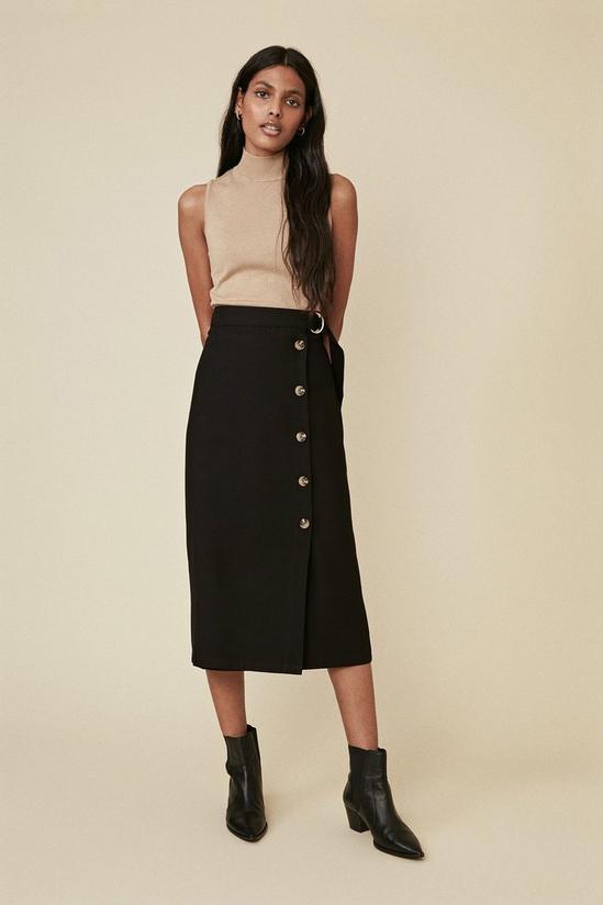 Oasis Button Front Belted Skirt 1