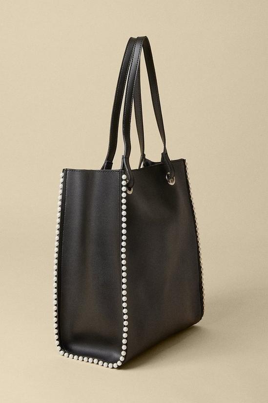 Oasis Pearl Trim Faux Leather Tote Bag 2