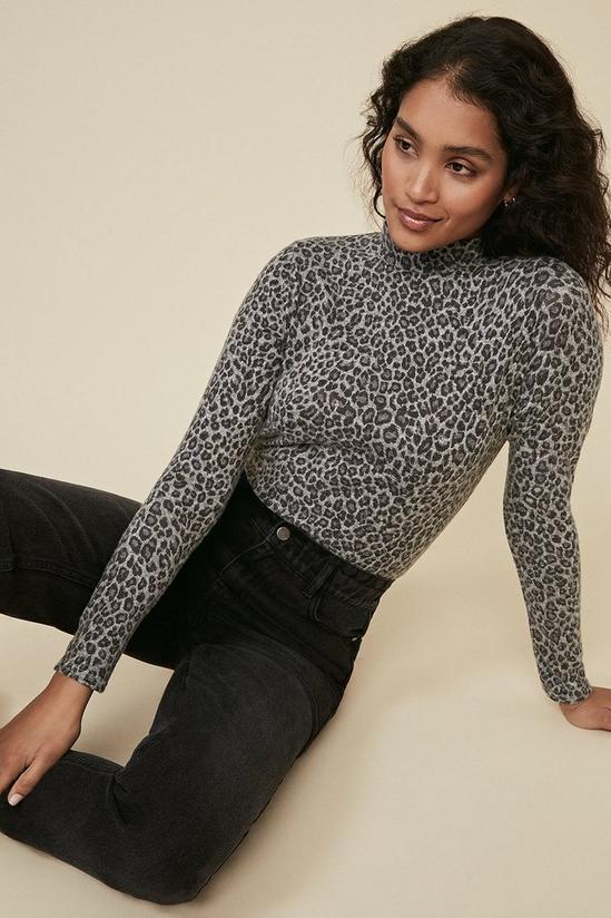 Oasis Animal Cosy Funnel Neck Top 1