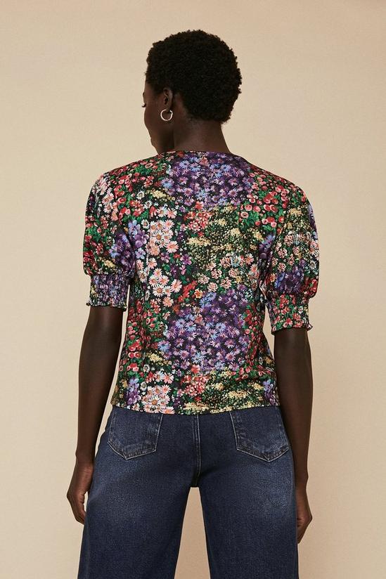 Oasis Floral Shirred Cuff T-shirt 3