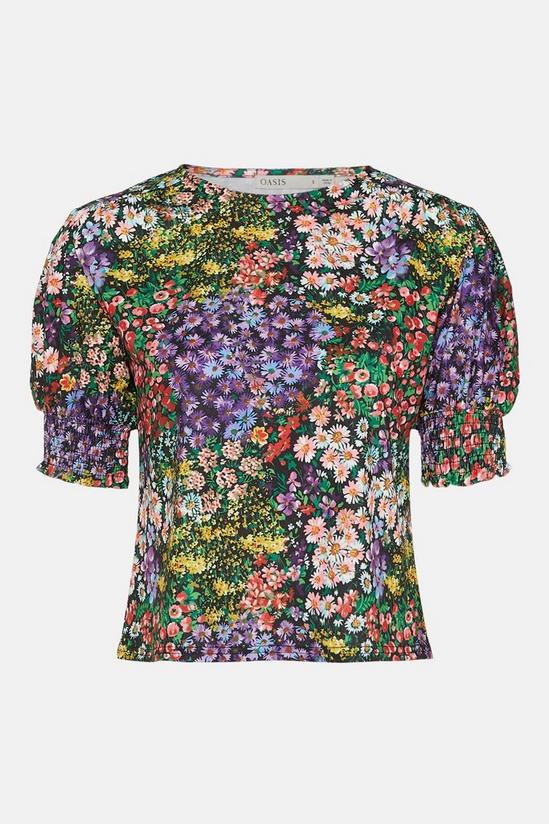 Oasis Floral Shirred Cuff T-shirt 5