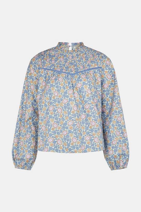 Oasis Blue Ditsy Pintuck Blouse 4