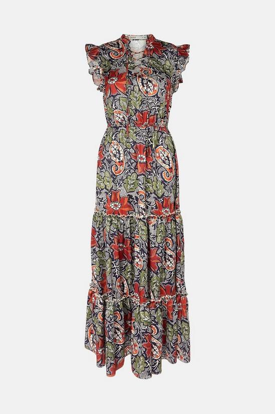 Oasis Paisley Floral Lace Up Midi Dress 5
