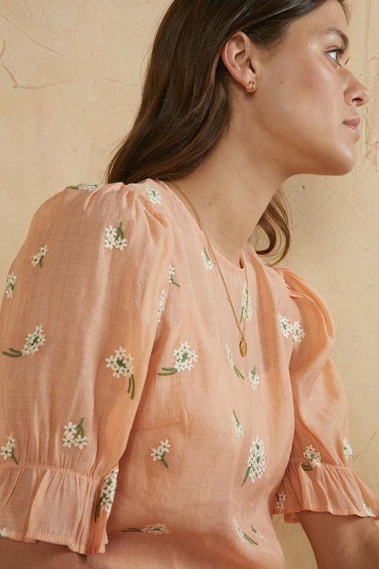 Oasis Flower Embroidered Puff Sleeve Top 6
