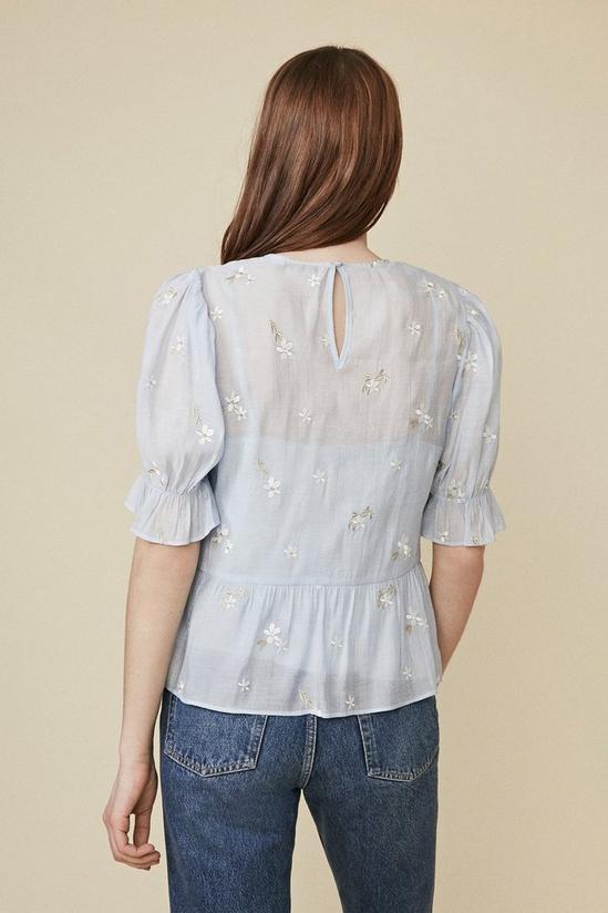 Oasis Flower Embroidered Puff Sleeve Top 3