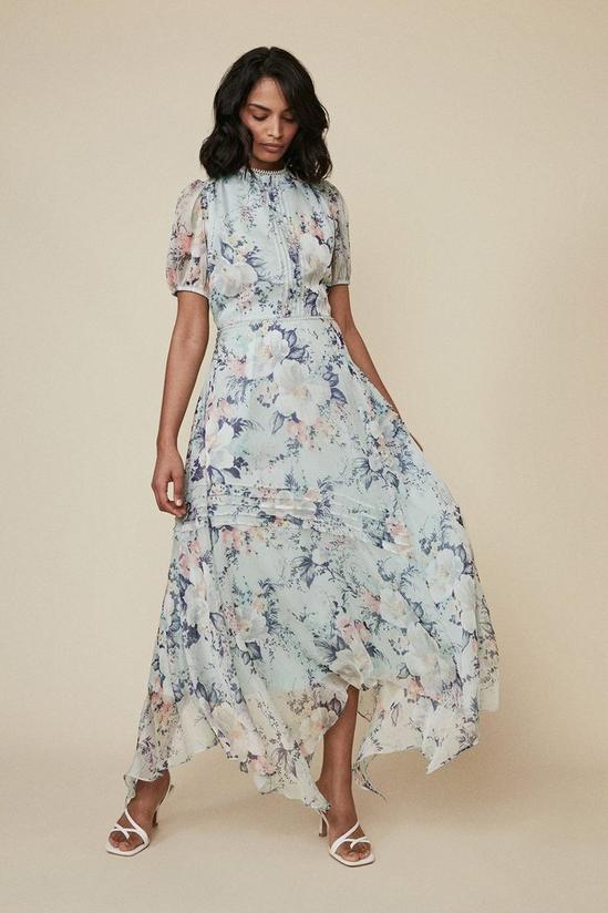 Oasis Floral Print Pintuck Hanky Hem Mid Dress 2