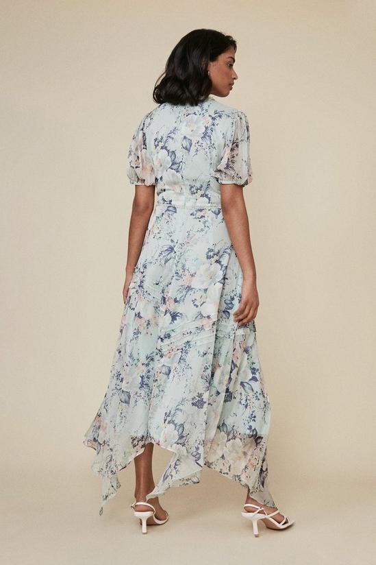 Oasis Floral Print Pintuck Hanky Hem Mid Dress 3