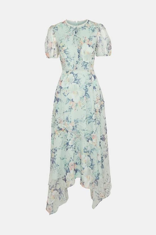 Oasis Floral Print Pintuck Hanky Hem Mid Dress 5