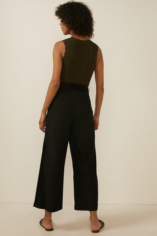 Oasis Linen Look Cropped Wide Leg Tailored Trousers 3