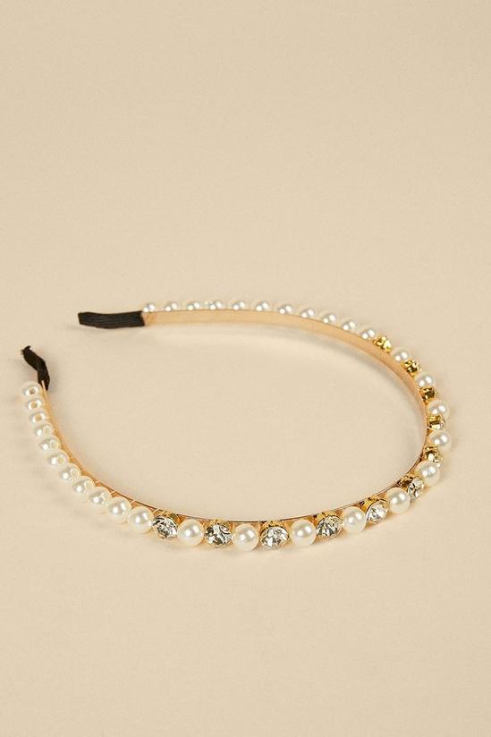 Oasis Pearly Diamante Clustered Headband 1