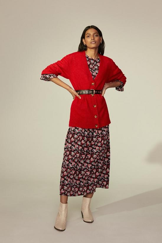 Oasis Floral Printed Puff Sleeve Midi Dress 2
