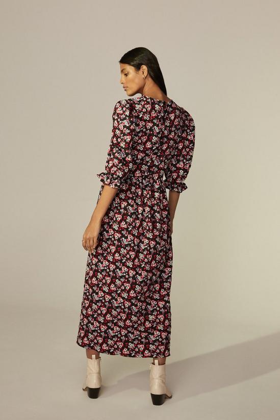 Oasis Floral Printed Puff Sleeve Midi Dress 3